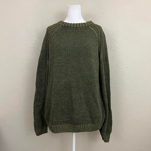 green chunky knit sweater earth tone essential basic skate grunge - Picture 2 of 8